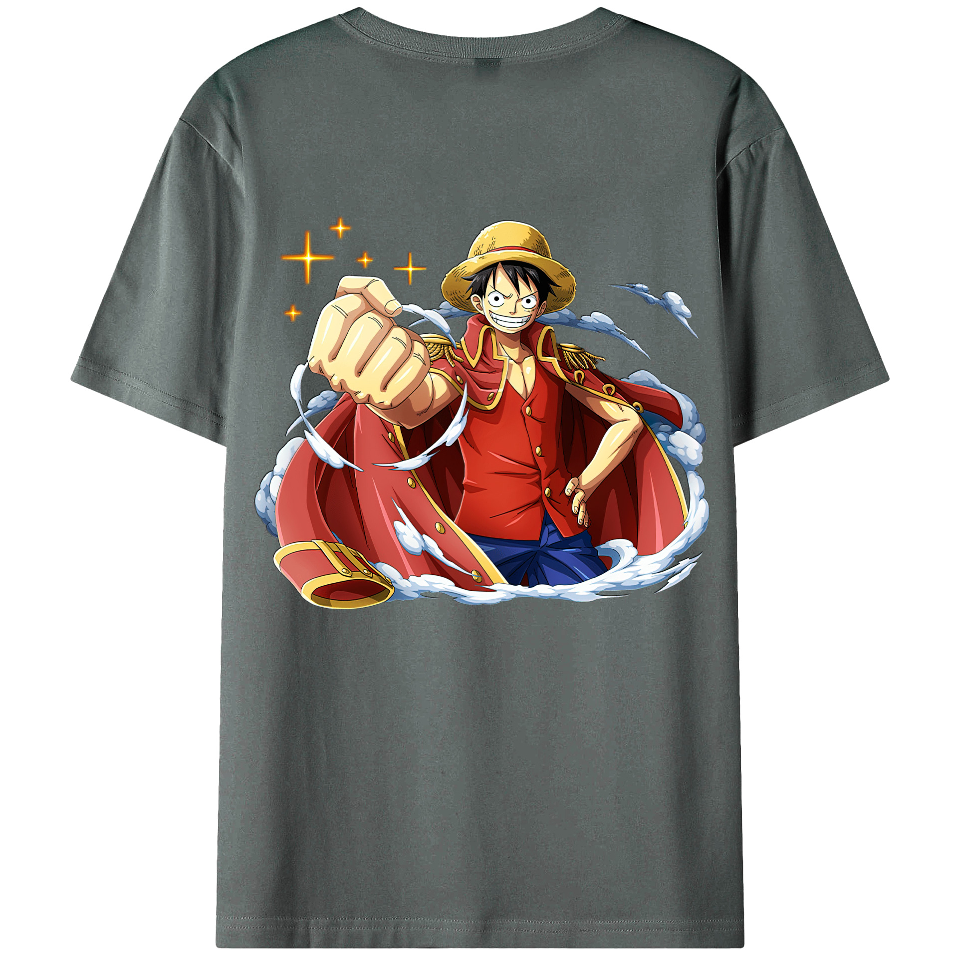 ワンピース モンキー・D・ルフィ ONE PIECE Monkey D. Luffy 綿100％ メンズ半袖Tシャツ（バックプリント） 通気性
